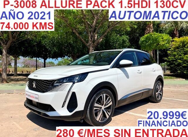 PEUGEOT 3008 ALLURE PACK 1.5HDI 130CV AT8 – AUTOMATICO AÑO 2021 lleno